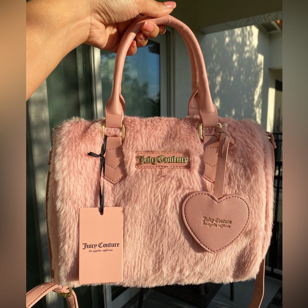 Juicy Couture Pink Faux Fur Taffy Satchel- Brand New Purse w/ Tags